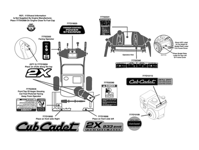 Label Map 2x 933swe Diagram and Parts List for 2X933SWE (31AH95SV756-31BH95SV710)(2013) Cub Cadet Snow Blower